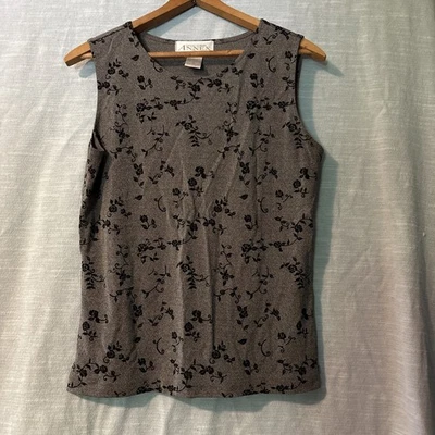 Blusa informal de esquina para mujer sin mangas gris/negro floral talla M  Foto 1 de 4