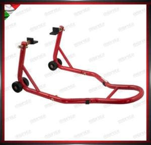 CAVALLETTO ALZA MOTO SOLLEVATORE POSTERIORE FORCHETTE REGOLABILI ROSSO - Picture 1 of 1
