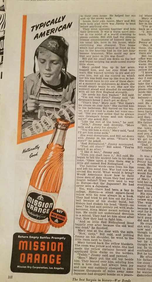 Botella de refresco Mission Orange 1944 típicamente American Boy anuncio original Foto 1 de 1