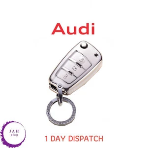 CAR 3 BUTTON FLIP KEY COVER CASE KEYRING FOR AUDI A1 A3 8L 8P A4 A5 B6 B7 B8 A6 - Picture 1 of 12
