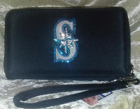 Seattle Mariners Bling Wristlet Cell Phone Wallet Rhinestone MLB Licensed! Cover