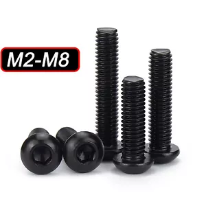 Schwarze Knopfkopfschrauben Innensechskantschrauben A2 Edelstahlschrauben - M2 bis M8 - Bild 1 von 87