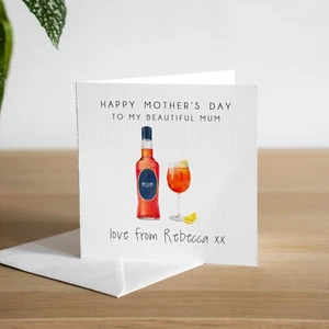 Tarjeta Personalizada Aperol Día de la Madre Momia Paso Mamá Cóctel Madres Día Regalos - Imagen 1 de 3