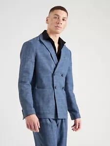 Scotch & Soda Linen Blend Double Breasted Check Blazer Men's M Blue Peak Lapel - Picture 1 of 17