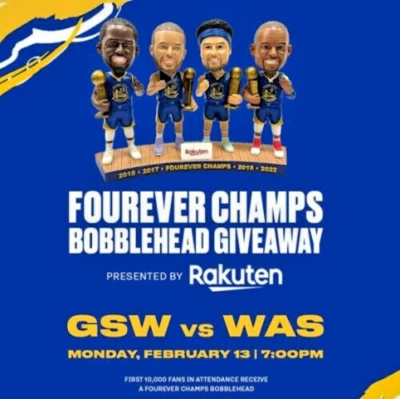 Fourever Champs Warriors Klay Thompson Stephen Curry Draymond Bobblehead SGA - Image 1 of 3