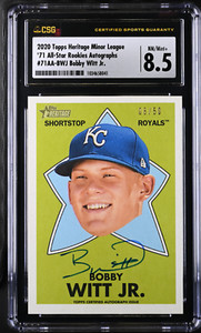 2020 Topps Heritage Minor league '71 Autographs #71AA-BWJ Bobby Witt Jr. CSG 8.5