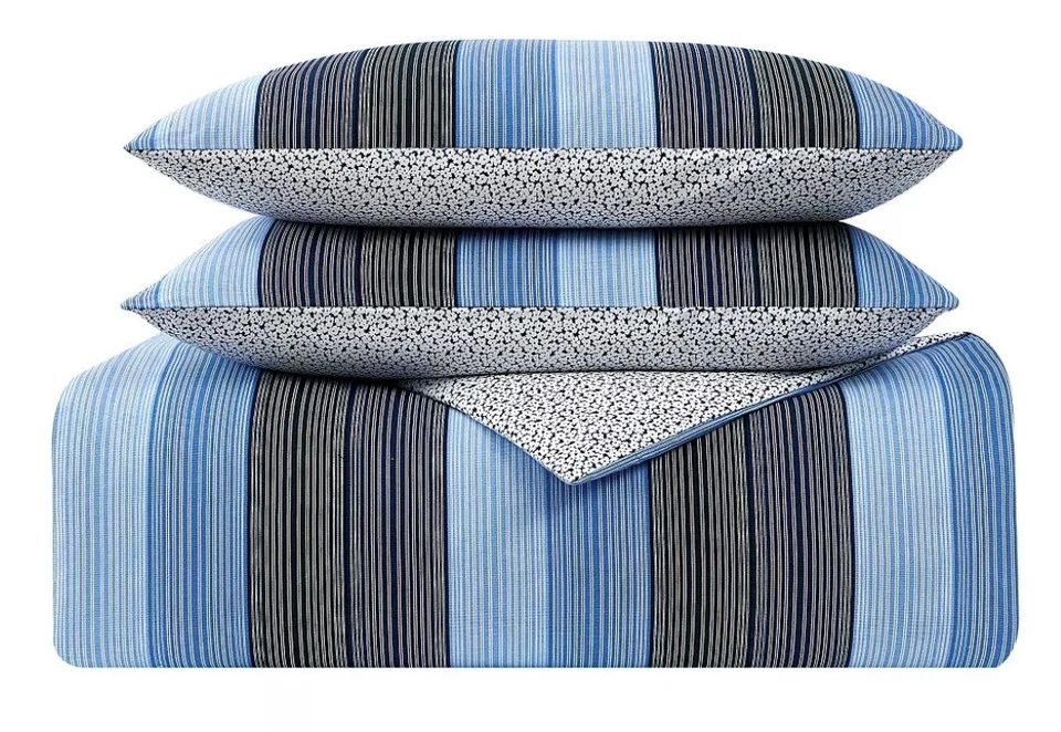 Tommy Hilfiger Explorer 条纹双/双 XL 被子和护罩套装 2 件套 全新 — 第 1/4 张图片