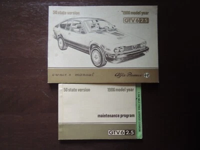 Alfa Romeo GTV 6 1986 2,5 original versión 50 estatal manual del propietario y mantenimiento Foto 1 de 4