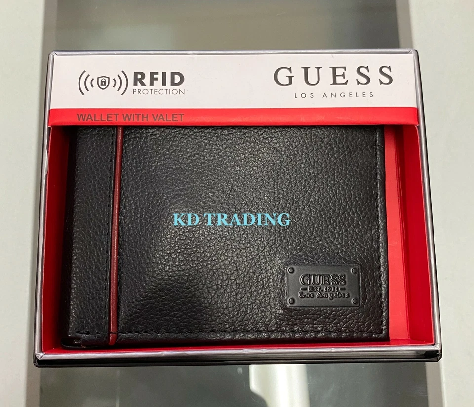 Men’s GUESS Black Leather Wallet Bifold RFID Protection 31GO220072