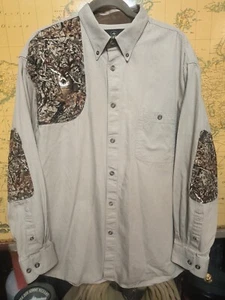 Red Head Deer Button Down Long sleeve Shirt Men's Size L Shoulder, Elbows Padded - Picture 1 of 7