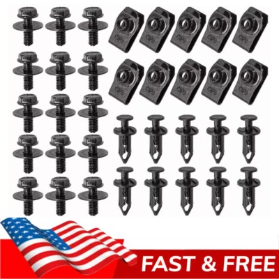 Body Bolts & U-nut Clips M6 Engine Cover Undertray Splash Shield Guard For Honda - Image 1 of 4