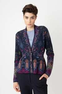 Ivko Cardigan Ornament Blue Marine Blazer Wool 242712 - Picture 1 of 5