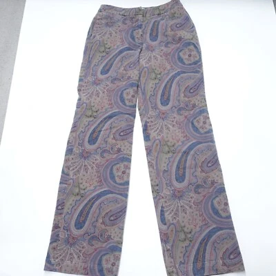 Pantalones Talbots Mujer 2 Multicolor Paisley Algodón Elastizados Pierna Recta Bolsillos Foto 1 de 4