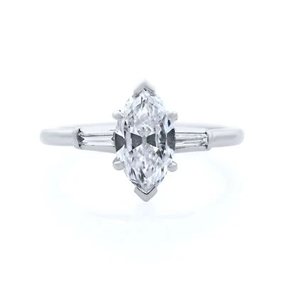 Rachel Koen Marquise Diamond Engagement Ring Platinum 1.15cttw Size 6 - Image 1 of 4