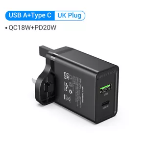 38W Fast USB Charger QC3.0 + PD3.0 USB Type C PD  Adapter Plug for iPhone 13 11 - Picture 1 of 21