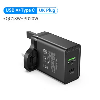 38W Fast USB Charger QC3.0 + PD3.0 USB Type C PD  Adapter Plug for iPhone 13 11 - Image 1 of 4