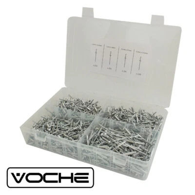 POWERTIME - VOCHE® VOCHE® 1000 PIECE ALUMINIUM 3.2MM ASSORTED BLIND POP RIVETS PACK + STORAGE BOX