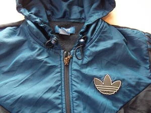 Team Adidas Mens Hooded Jacket Small Part Shell & fleece Blue Trefoil Logo Zip - Picture 1 of 12