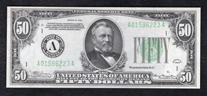 FR. 2102-A 1934 $50 FRN FEDERAL RESERVE NOTE BOSTON, MA CHOICE UNCIRCULATED - Picture 1 of 2