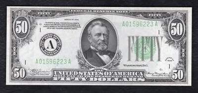 FR. 2102-A 1934 $50 FRN FEDERAL RESERVE NOTE BOSTON, MA CHOICE UNCIRCULATED - Image 1 of 2
