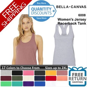 Bella + Canvas Woman Jersey Racerback Tank Top Shirt Pre-shrunk Up To 2XL 6008 - Picture 1 of 70