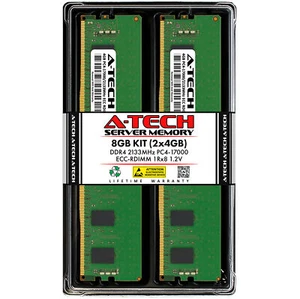 A-Tech 8GB 2x 4GB 1Rx8 PC4-17000R RDIMM DDR4 2133 MHz ECC REG Server Memory RAM - Picture 1 of 4