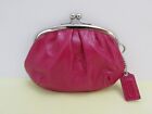 Coach Magenta Patent Leather Kisslock Coin Purse with Silver Tone Hardware