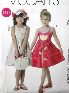MCCALLS M6310 CHILDREN'S GIRLS' SUMMER DRESSES HAT AND TOTE BAG PATTERN SZ 4-5-6 - Picture 1 of 3