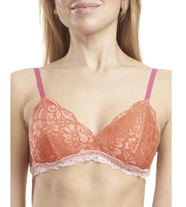 New No Boundaries Lace Bralette Size XL Orange & Pink Adjustable Fit NWT - Picture 1 of 6