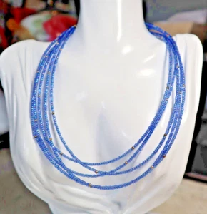 Collar Avon Semilla Cuentas Azul Brillante Nuevo en Caja 15"-19" Largo 4 Hilos Ajustable - Imagen 1 de 4