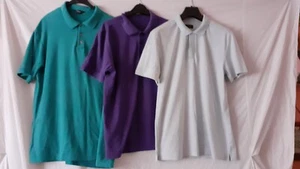 3 X Mens 100% Cotton Short Sleeve Polo Shirts. Size L. Zara/Hugo Boss/St Michael - Picture 1 of 4