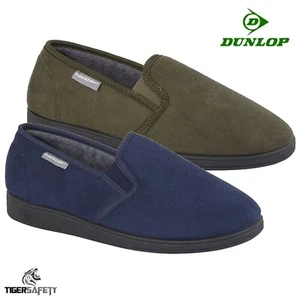 Dunlop Jethro Mens High Quality Suede Warm Extra Comfort Slippers Blue or Olive - Picture 1 of 3