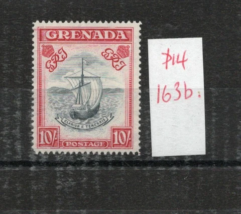 GRENADA 1943 printing 10/- Narrow frame Slate-blue and bright carmine p/14 RARE Cover