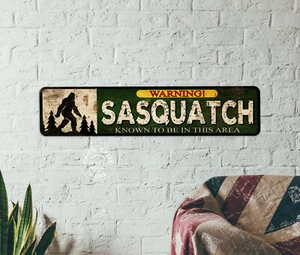 Warning Sasquatch Sign Big Foot Decor Area Yeti Skunk Ape Grassman 104182001058 - Picture 1 of 7