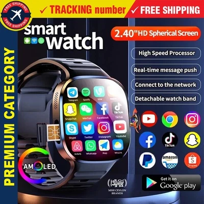 Tiktok Instagram Whatsapp FaceBook Gmail 5G Sim Call Cellular Smart Watch WiFi - Image 1 of 4