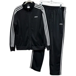 Adidas Track Suit Set Donna 2XL Giacca XL Pantaloni Nero 3 Strisce Zip Atletica - Foto 1 di 12