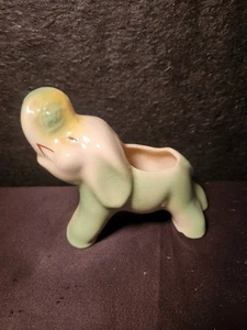 VINTAGE Keramik grün & weiß glänzend Elefant Übertopf unbeschriftet unsicher von Marke - Bild 1 von 15