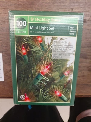 Holiday Time Mini Light Set 100 Count each Multi Color, Red/ GREEN  Wire - Image 1 of 3