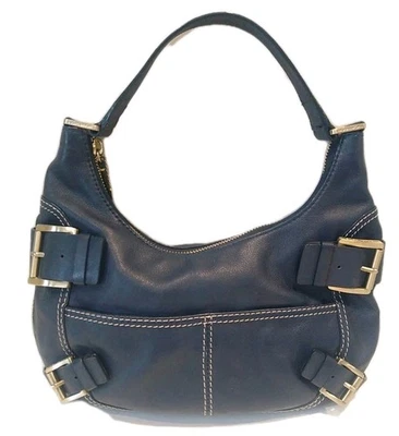 Michael Kors Y2K Cartera Cuero Azul Bolso de Hombro Hebilla Hobo Azul Marino Media Luna  Foto 1 de 4