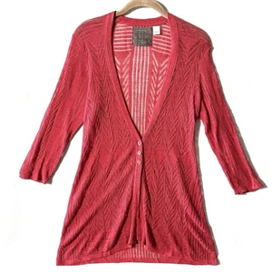 Guinevere Anthropologie L Large Linen Open Knit Cardigan Duster Vampire Diaries - Picture 1 of 12