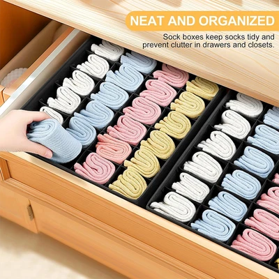 2PCS  Drawer Organiser Underwear Socks Tie Bra Storage Wardrobe Box Draw Divider - Image 1 of 4