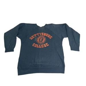 VINTAGE 50s Champion Crewneck Sweatshirt Size M Gettysburg College Blue Orange - Bild 1 von 10