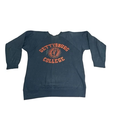 VINTAGE 50s Champion Crewneck Sweatshirt Size M Gettysburg College Blue Orange - Image 1 of 4