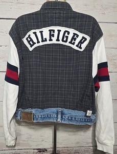 ÚNICA Camisa Reciclada Chaqueta Chaqueta Tommy Hilfiger Todo Algodón De Colección Indie LOGO Talla L - Imagen 1 de 24