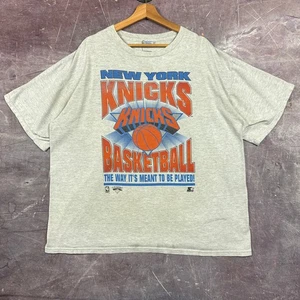 Vintage New York Knicks Shirt Men's Gray XL Starter NBA Graphic Tee 90s 3326 - Picture 1 of 5