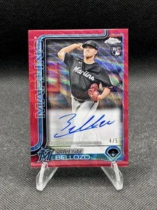 2025 Topps Chrome Valente Bellozo Rookie Auto Red Wave Refractor /5 Marlins - Picture 1 of 3