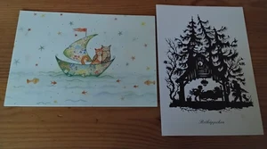 2 VERSCH. POSTKARTEN SCHERENSCHNITT EULE OWL AND PUSSYCAT UNGELAUFEN SAMMLUNG - Bild 1 von 1