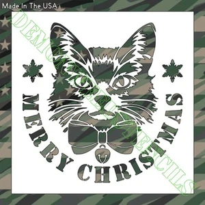 10"x10" Klar Kunststoff Schablone - Frohe Weihnachten Katze (VA116) (0,007") - Bild 1 von 2