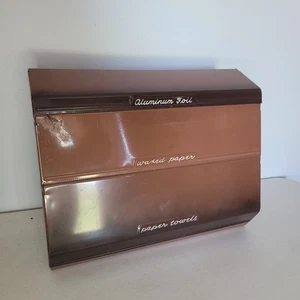 Pantry Queen Pinkish Brown Dispenser Tin Foil Wax Paper Paper Towel USA Vintage - Picture 1 of 11