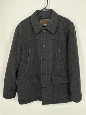 Coach Jacket Mens Large Wool Blend Quilted Lined Herringbone Classic Pockets - Image 1 of 4